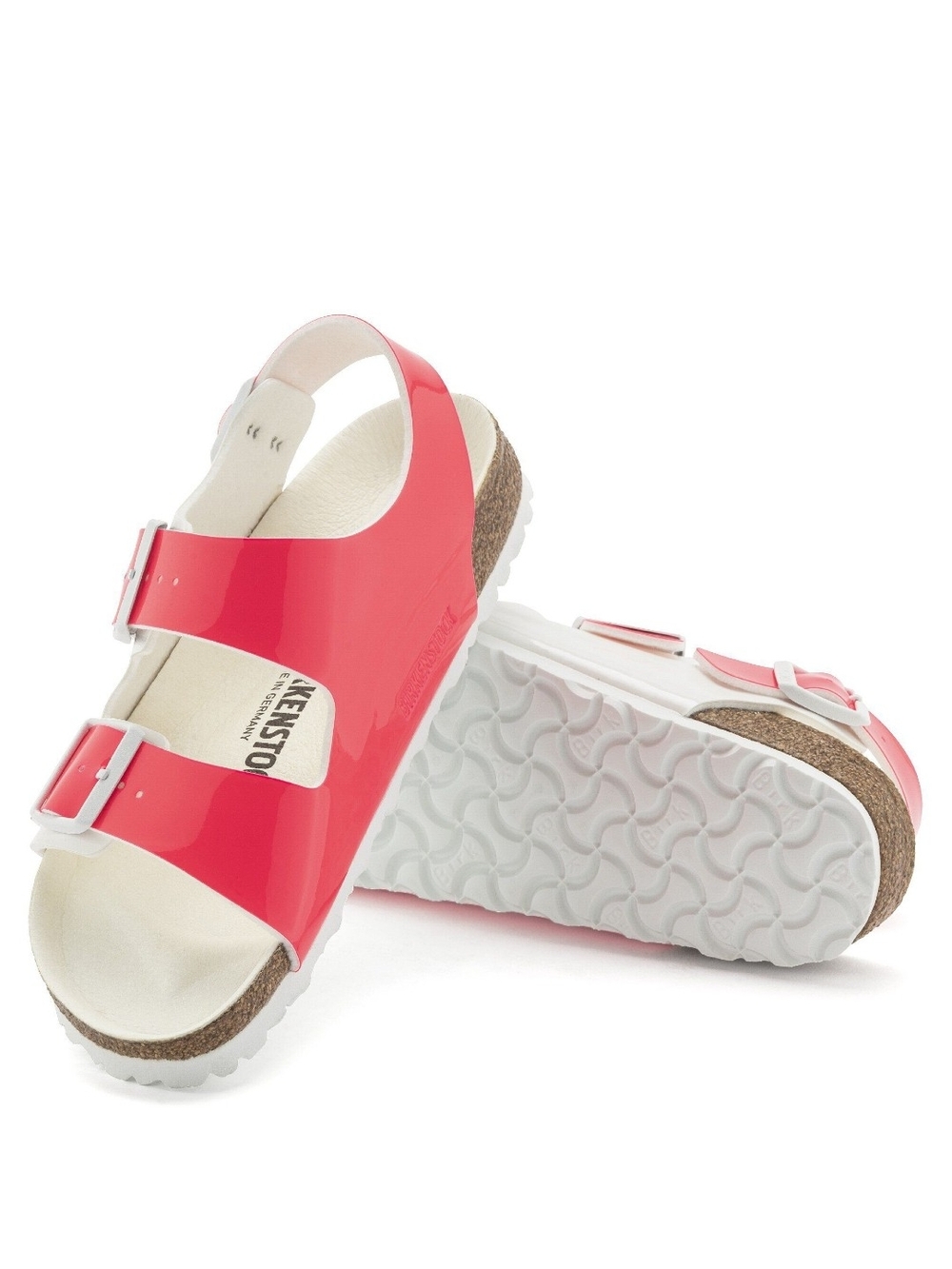 BIRKENSTOCK vegan Neon Pink And White Milano Sz 41 Sandals NWT